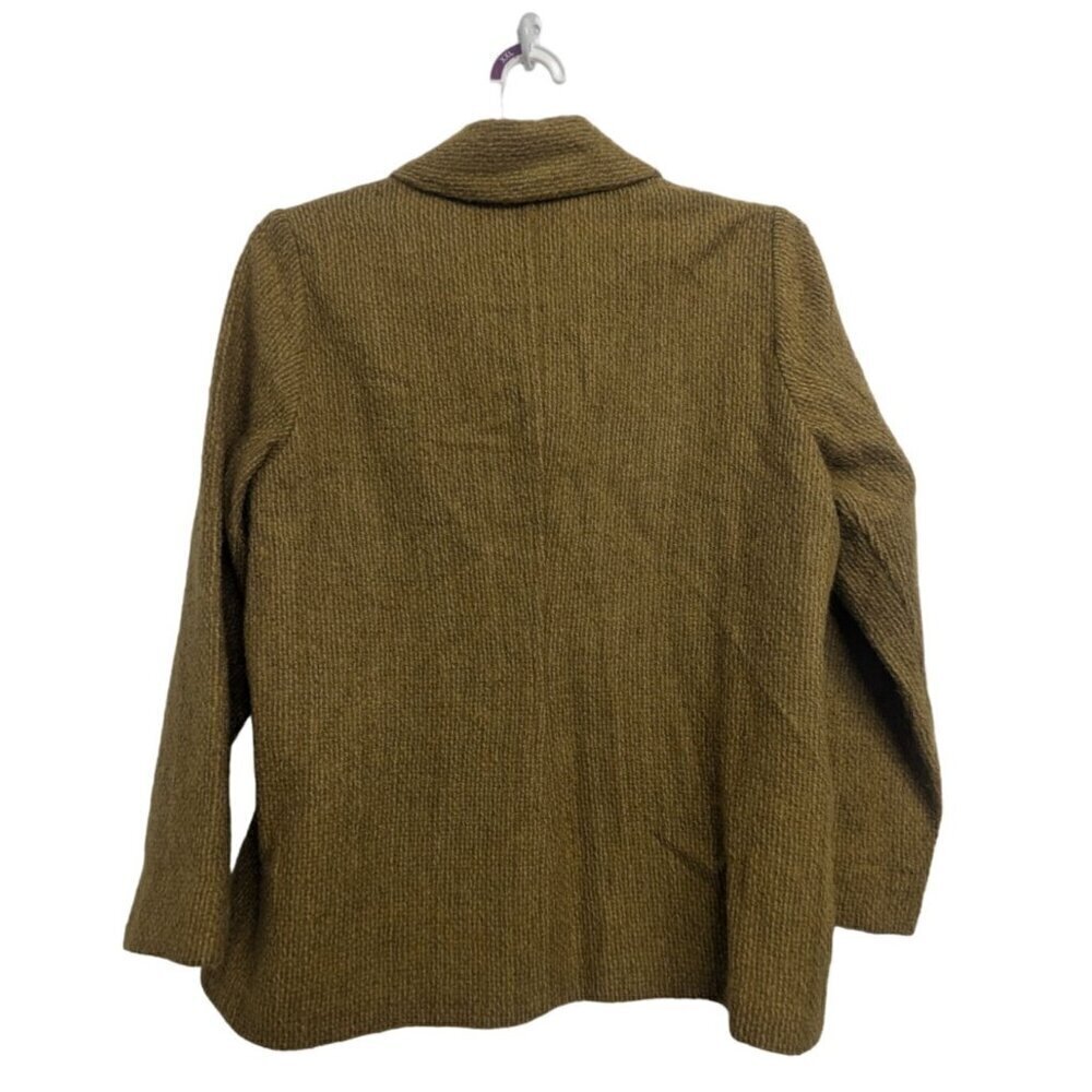 Eileen Fisher Wool Blend Textured Knit Blazer PM Pockets Button Front Golden - Picture 3 of 6